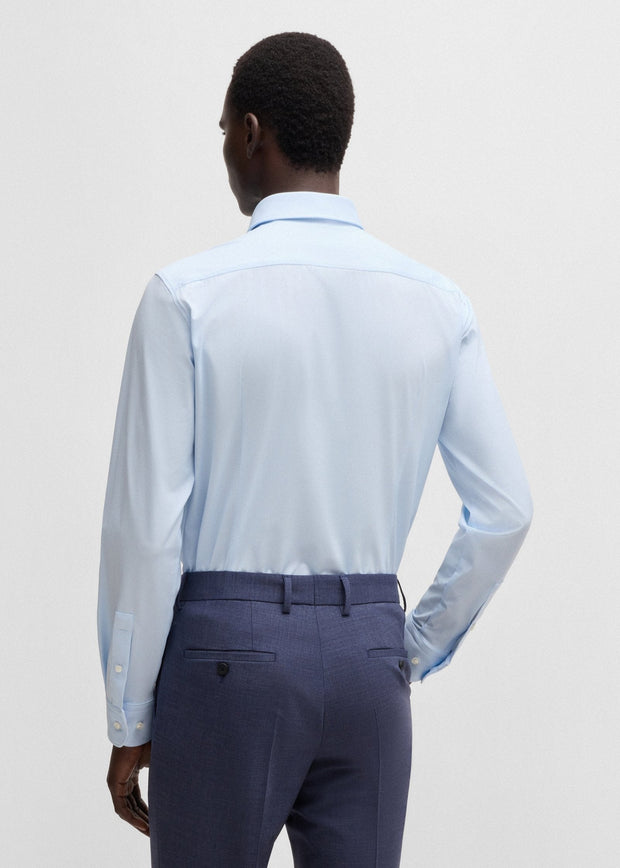 Chemise BOSS ajustée bleue stretch