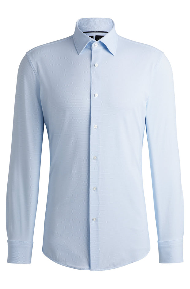 Chemise BOSS ajustée bleue stretch