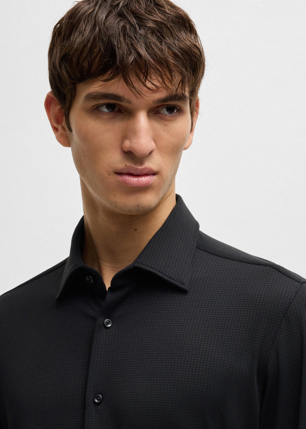 Chemise à motifs BOSS ajustée noire stretch