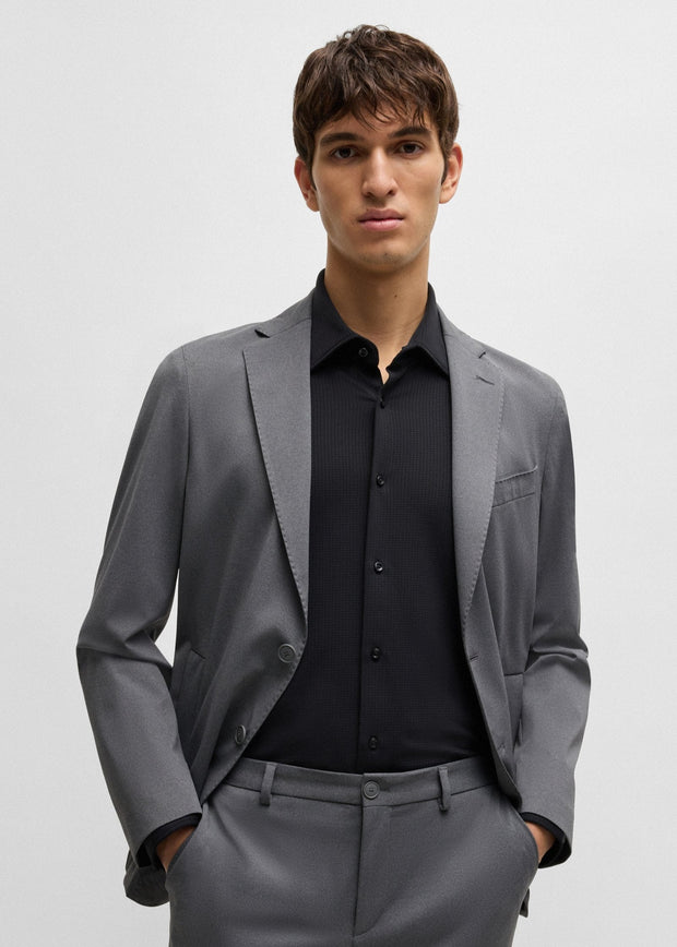 Chemise à motifs BOSS ajustée noire stretch