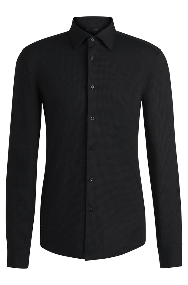 Chemise à motifs BOSS ajustée noire stretch