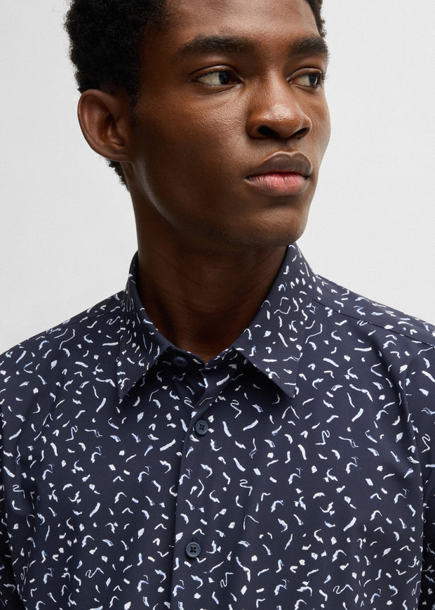 Chemise à motifs BOSS marine