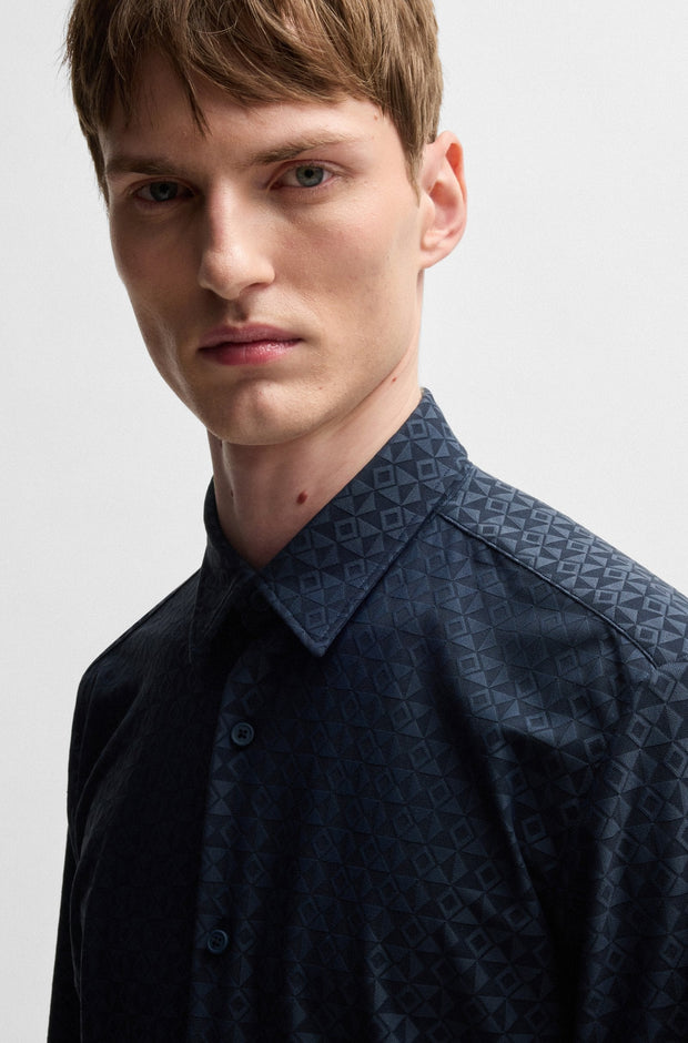 Chemise à motifs BOSS marine