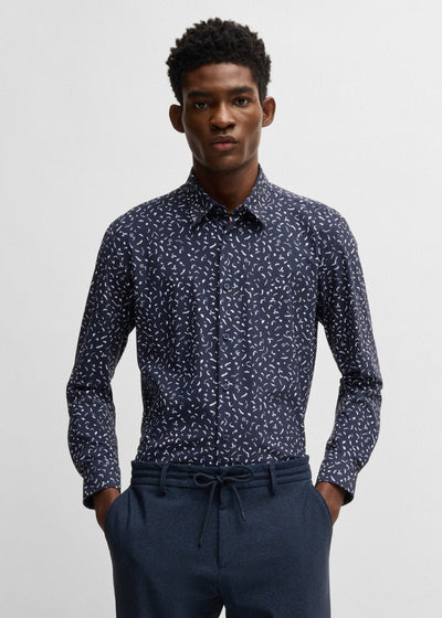 Chemise à motifs BOSS marine