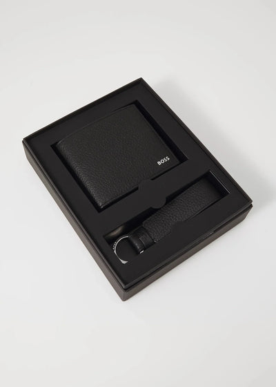 Coffret portefeuille et porte-clé BOSS noir