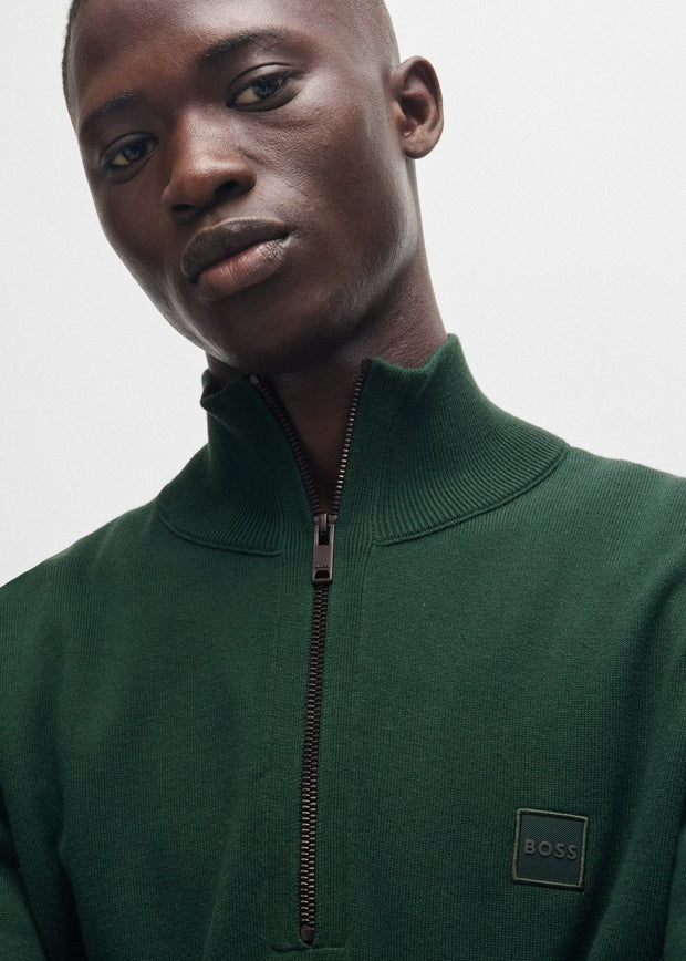 Pull camionneur BOSS vert en cachemire