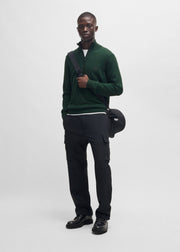Pull camionneur BOSS vert en cachemire
