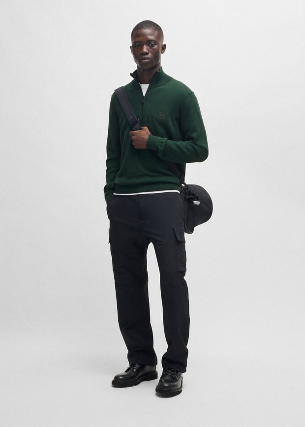 Pull camionneur BOSS vert en cachemire