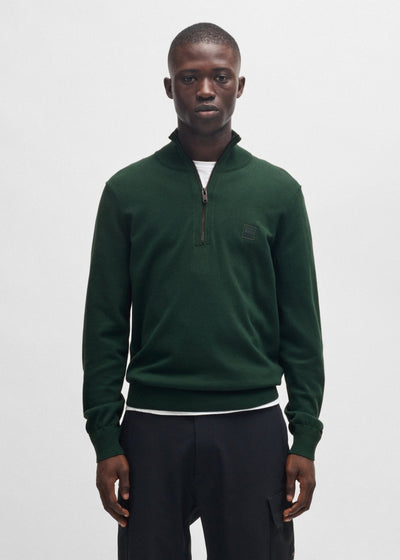 Pull camionneur BOSS vert en cachemire