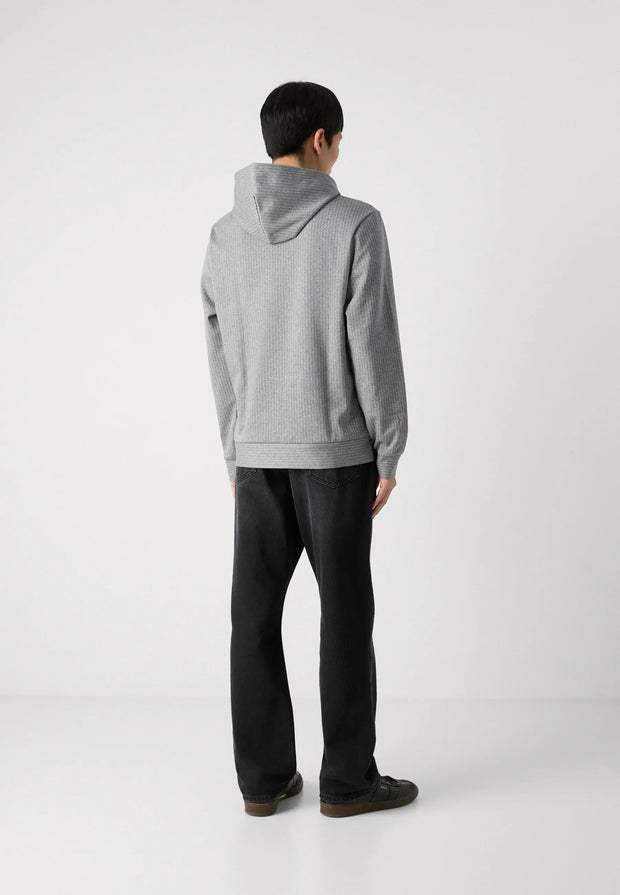 Sweat rayé à capuche BOSS gris