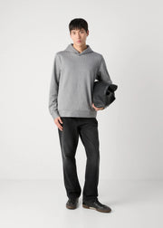 Sweat rayé à capuche BOSS gris
