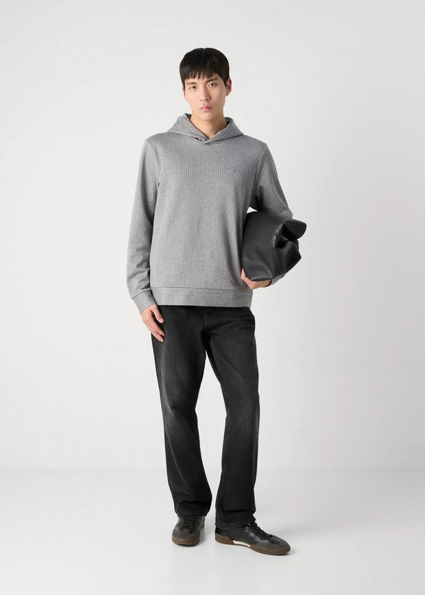 Sweat rayé à capuche BOSS gris