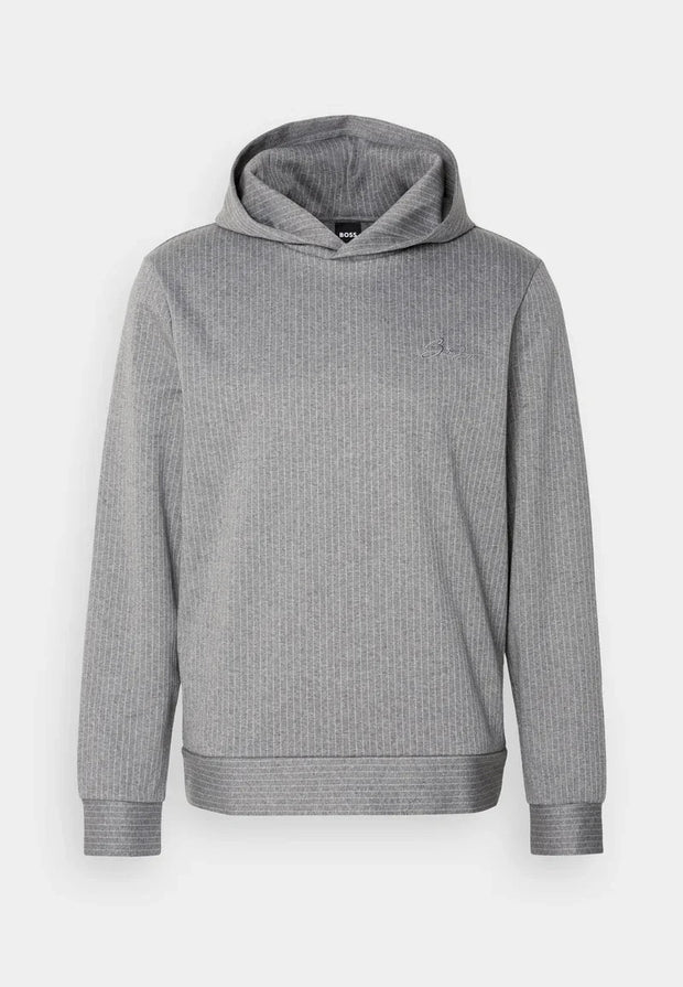 Sweat rayé à capuche BOSS gris