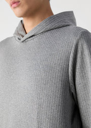Sweat rayé à capuche BOSS gris