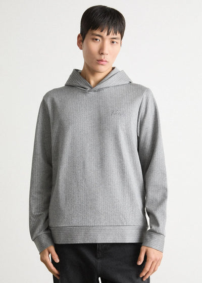 Sweat rayé à capuche BOSS gris
