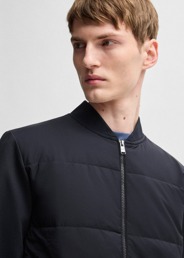 Sweat zippé bi-matière BOSS marine
