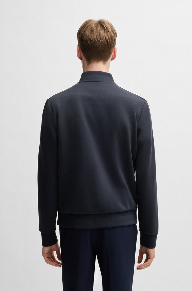Sweat zippé bi-matière BOSS marine