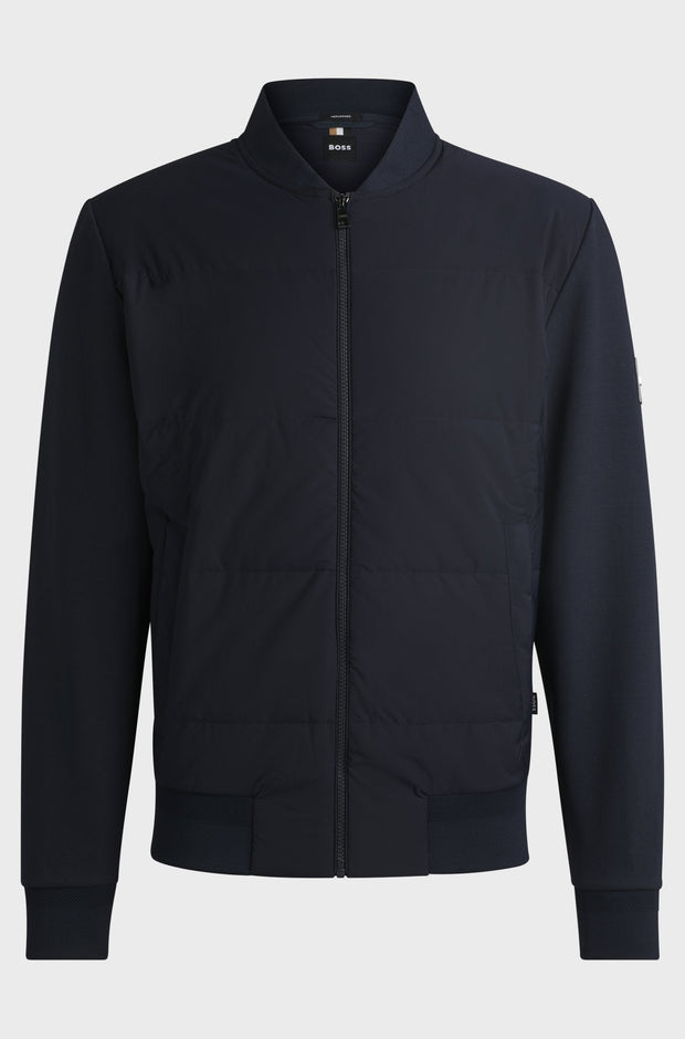 Sweat zippé bi-matière BOSS marine