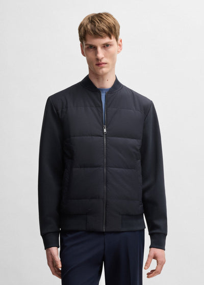 Sweat zippé bi-matière BOSS marine