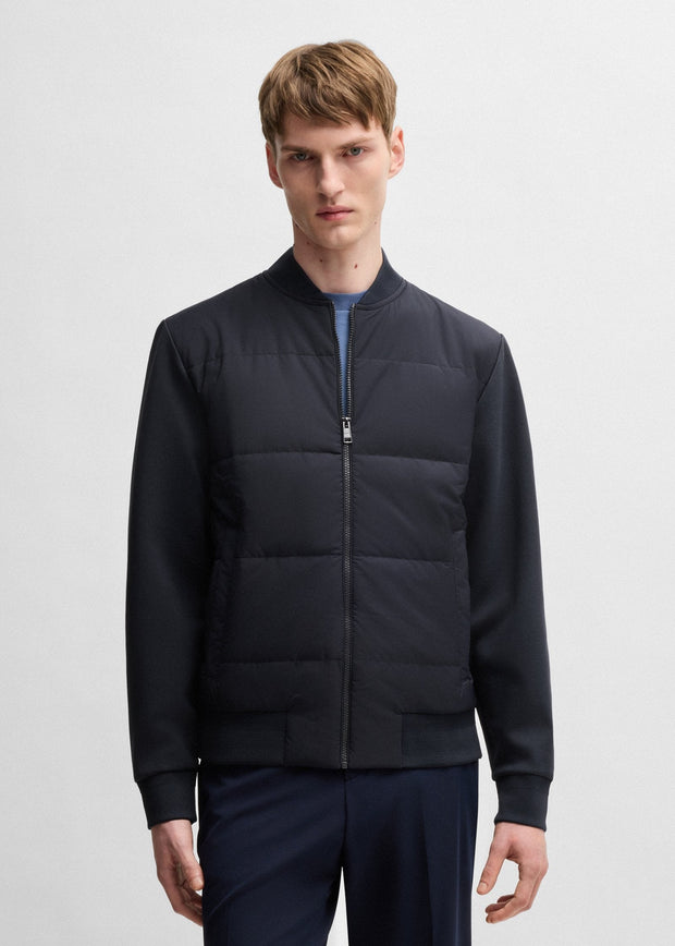 Sweat zippé bi-matière BOSS marine