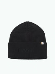 Bonnet BOSS noir en laine et coton