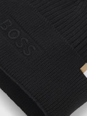 Bonnet BOSS noir en laine et coton