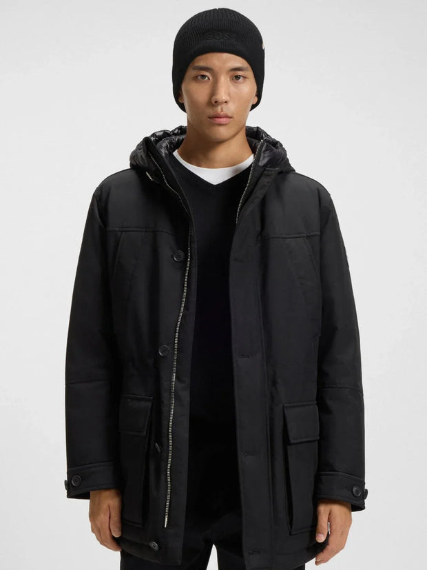 Bonnet BOSS noir en laine et coton
